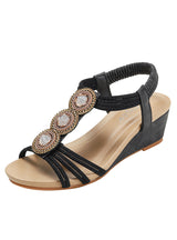 Retro Beaded Sponge Cake Wedge Sandals