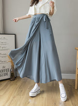 Women Pleated Chiffon Trousers Plus Size High Waist Pants