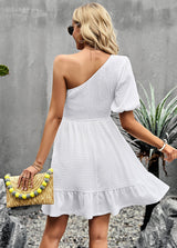 Solid Color Short Sleeve Dress