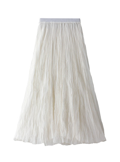 High Waist Gauze Pleated Skirt