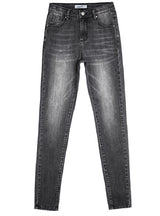 Slim-fit Grey Small Elastic Feet Denim Trousers