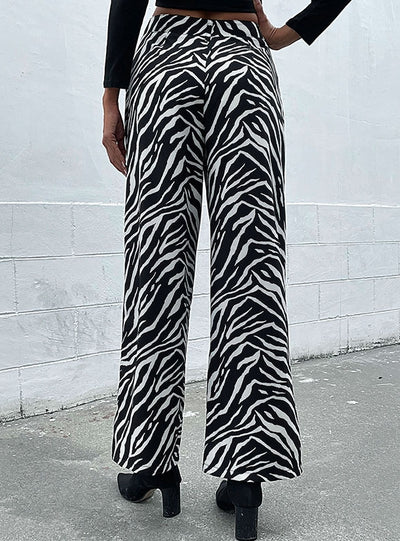 Casual Zebra Print Wide-leg Pants