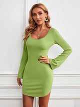 Open-back Trumpet Sleeve Party Dress