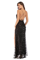 Sexy V-neck Sling Backless Sequined Dress