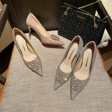 Pointed Stiletto Heels Beads Shoes