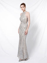 Hook-up Drill Sequined Fishtail Evening Dress