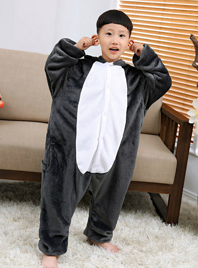 Cartoon Animals Of Children's Big Wolf Conjoined Pajamas