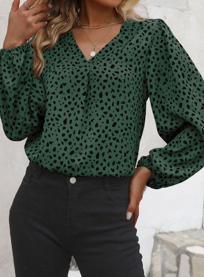 Long Sleeve V-neck Shirt Top