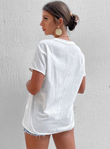 Short Sleeve Casual Cotton Linen White Shirt