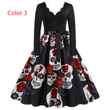 Slim Skull Print Big Swing Dress