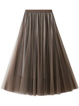 Long High Waist Gauze Pleated Skirt