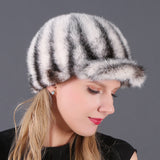 Mink Fur Hat Ladies Warm Winter Cap