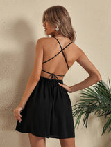 Sexy Suspender Backless Dress