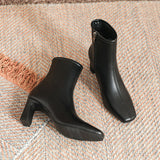 Women Girl Side Zipper Thick Heel Bootie