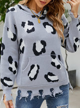 Hand-cut Hole Tassel Leopard Sweater