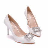 Square Buckle Rhinestone Wedding Shoes