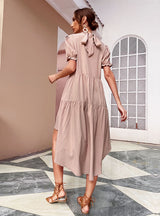 Irregular Loose Pleated Hi Lo Dress