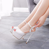 White Fishmouth High-heeled Sandals