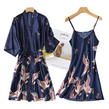 2PCS Robe Set Bride Sexy Kimono Bathrobe Night Dress