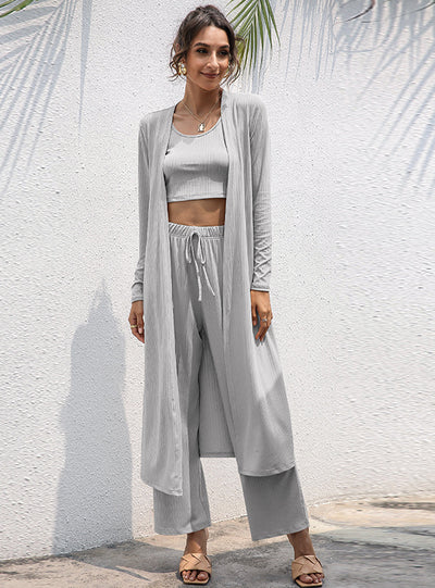 Loose Temperament Vest Wide Leg Tthree-piece Set