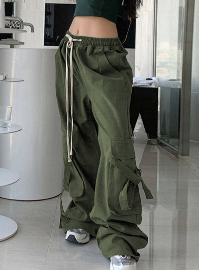 Large-pocket Loose Straight Wide-leg Pants