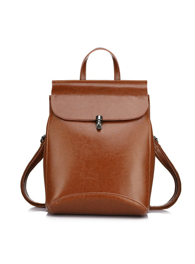 Split Leather Backpack School Bag For Girls 