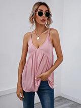 V-neck Sleeveless Straps T-shirt