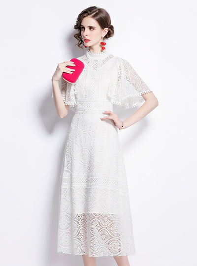 Women White Lace Party Dress