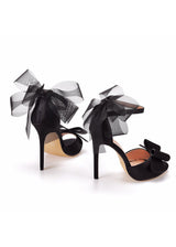 Mesh Bow Fishmouth High-heeled Sandals