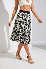 High Waist Printed Chiffon Skirt