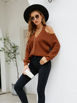 Button Cardigan V-neck Sweater