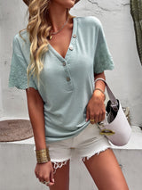 Lace Stitching Casual Shirt T-shirt