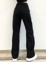 Color High Waist Wide Leg Denim Pants