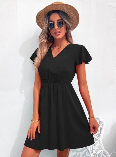 Fashion V-neck Lace Chiffon Dress