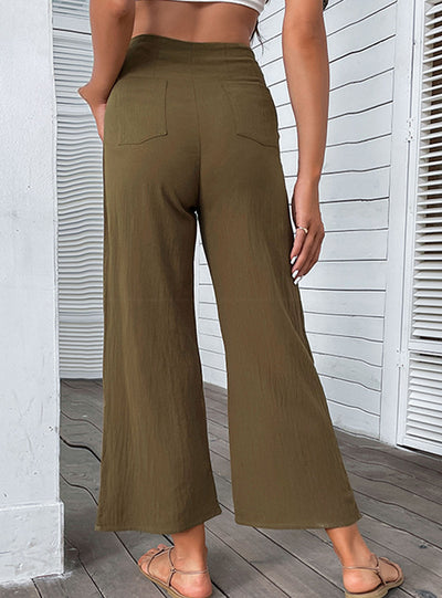 Waist Cotton Linen Slim Pants