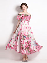 Lotus Leaf Beach Split Chiffon Dress