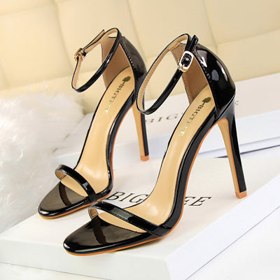 High Heel Patent Leather Sandals