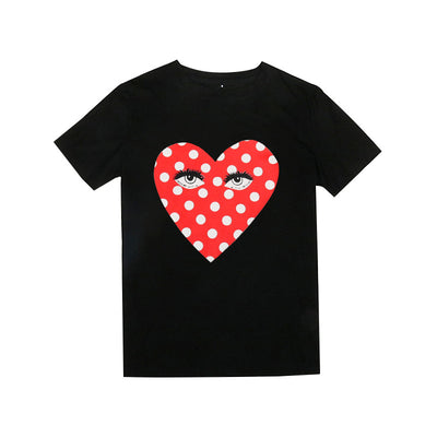 Love Polka Dot Printed Short Sleeve T-shirt