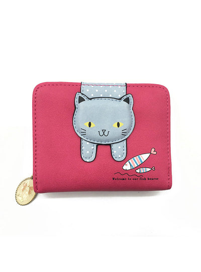 Women Cute Cat Wallet Small Zipper Girl 