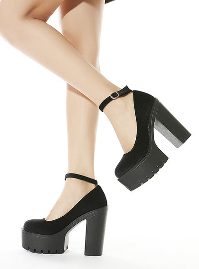 Women's Suede Buckle High Heel Shoes