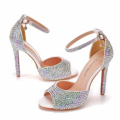 11cm Fish Mouth Rhinestone High-heeled Sandals