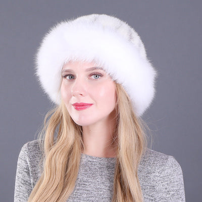 Mink Fur Hat With Fox Brim Fashion Hat