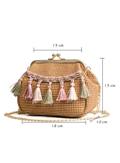 Bohemian Hasp Straw Bags Women Beach Shoulder Bags