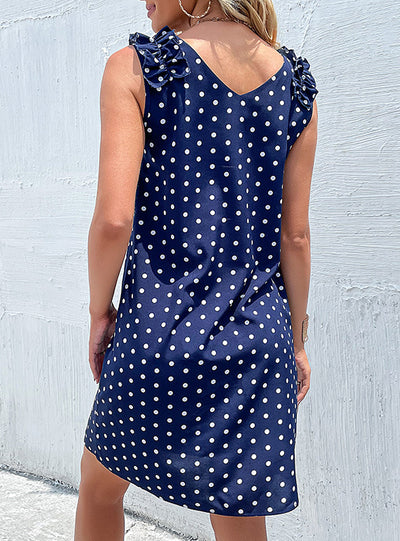 Dot V-neck Sleeveless Dress