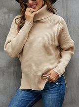 Solid Color Pit Slit Ladies Lapel Sweater