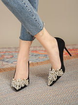 Pointed Pearl Crystal High-heeled Shoes