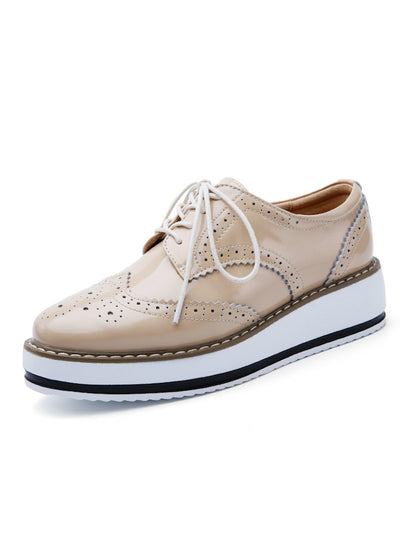 Platform Oxfords Brogue Patent Leather Lace Up 