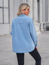 Light-colored Thin Denim Long-sleeved Shirt