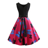 V-neck Butterfly Printed Sleeveless Dress