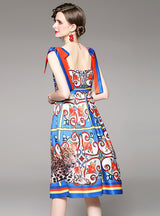 Women Palace Print Straps Dress